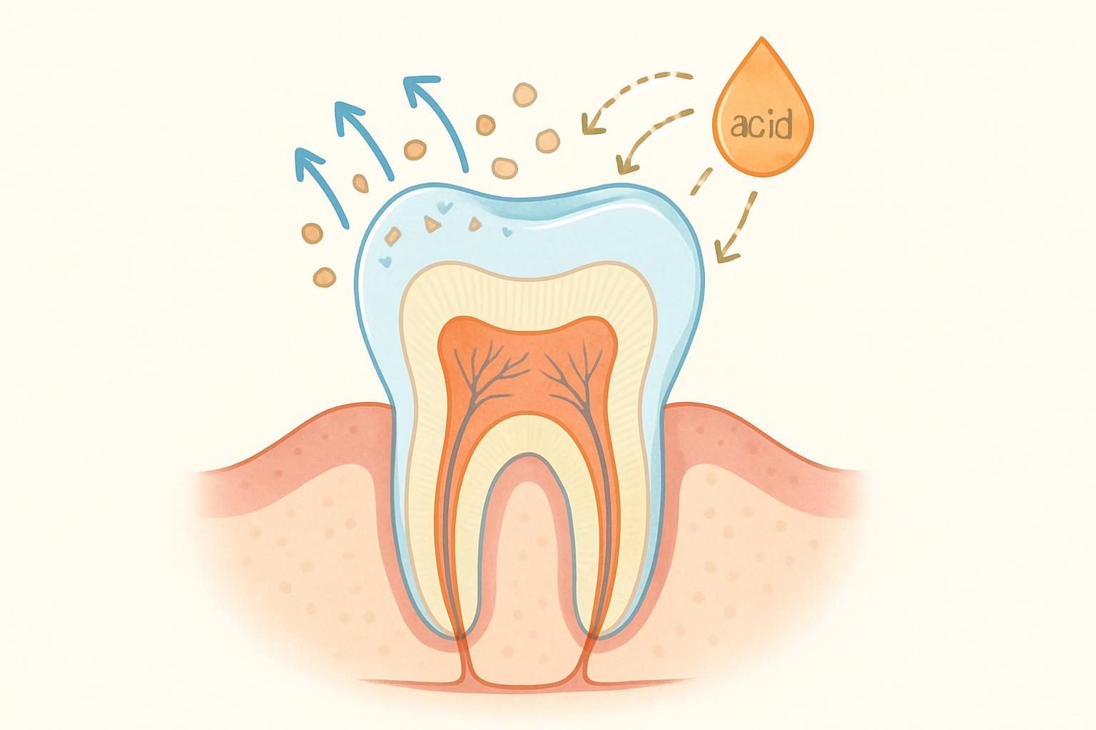 Illustration of enamel white-spot lesion development.